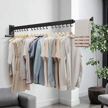 Wall Mounted Clothes Hanger,Clothes Drying Rack,Laundry Drying Rack,Drying Rack Clothing,Laundry Hanger Rack,Retractable Dryer Racks,Collapsible, Aluminum,Can Be Fold Upward & Left & Rightfhgdehs - White-basic - View 11