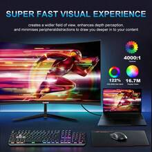 GAWFOLK 34 Inch Black 1500R Curved Gaming Monitor, Premium 4K PC Monitor With 165Hz Refresh Rate, High-Performance Computer Display For PC Computer And PC Gaming, Smooth Visuals For Gaming, TV Playback, Office Tasks And Multimedia Entertainment - UK Plug(220-240V) - View 5
