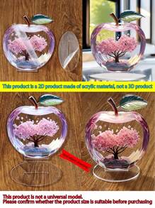 1 Piece 2D Illustration Acrylic Apple Shape Desktop Ornament Creative Painted Print Design Transparent Small Desktop Decoration, Suitable For Home And Office, Multifunctional Holiday And Daily Decoration, Perfect For Giving To Friends And Birthday Gifts Easter Gifts