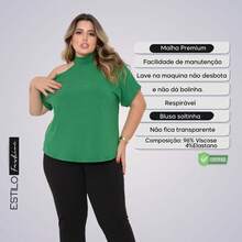 Plus Size Women's Blouse Basic Blouse Loose Top From G1 To G5 - 綠色 - 查看 3