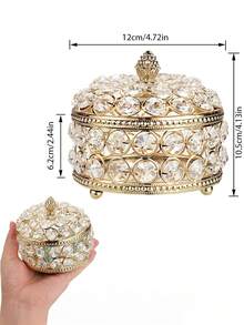 Hipiwe 水晶镜面首饰盒，首饰收纳盒，家居装饰，戒指耳环项链收纳盒，纪念品盒，零件收纳盒，首饰盒，女士收纳盒，旅行必备，返校宿舍收纳，秋季装饰 - 金色 - 查看 10