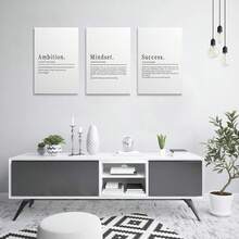 GUBIYU Black Hustle Grind Execution Wall Art Set Of 3 Framed Canvas Office Inspirational Motiviational Wall Decor Art Positive Quotes Posters Living Room Pictures Walls Decor Mens Guys 12x16 - A012 黑白 - 查看 8