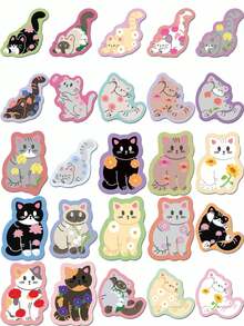 SCXXBSW 50 piezas Conjunto de pegatinas impermeables con diseños lindos de flores y gatos, pegatinas de dibujos animados geniales adecuadas para portátiles, patinetas, equipaje - regalo perfecto para amantes del arte, también adecuado para útiles escolares y temporada de regreso a clases papelería manualidades libro de sticker estikers - Multicolor - Ver 10
