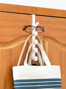 Bedroom Door Hooks, Clothes Hangers, Over The Door Plastic Home Storage, Organizational Hooks, Purse Holders, Bag Hanging Rails Simple Behind The Door Hooks No Trace Hangers Dorm Room Clothes Hooks No Hole Hat Storage Rack Storage Shelves - Multicolor - View 4