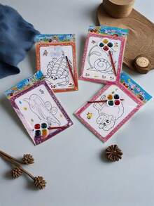 100pcs Watercolor Painting, Coloring Cards, Coloring Pages Handmade DIY Watercolor Painting Puzzle Doodle - Multicolor - View 4