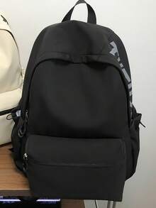 Mochila clásica de gran capacidad y unicolor - Negro - Ver 4
