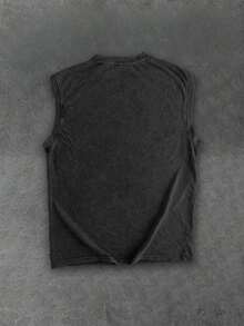 Power Totem Printed Textured Men Plus Size Crew Neck Sleeveless Top, Summer - Black - View 2
