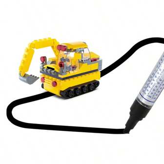 Coche de trazado mágico, juguete de escritorio de vehículo de ingeniería, bloques de construcción DIY, trazado de líneas, coche de juguete con sensor, juguete creativo, regalo de Navidad para niños
