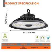 JLLED UFO LED High Bay Lights 150W/125W/100W Adjustable Wattage  5000K Daylight Waterproof  Commercial Bay Lighting 21000lm Plug & LED Shop Lights Fixture Warehouse, Garage, Factory