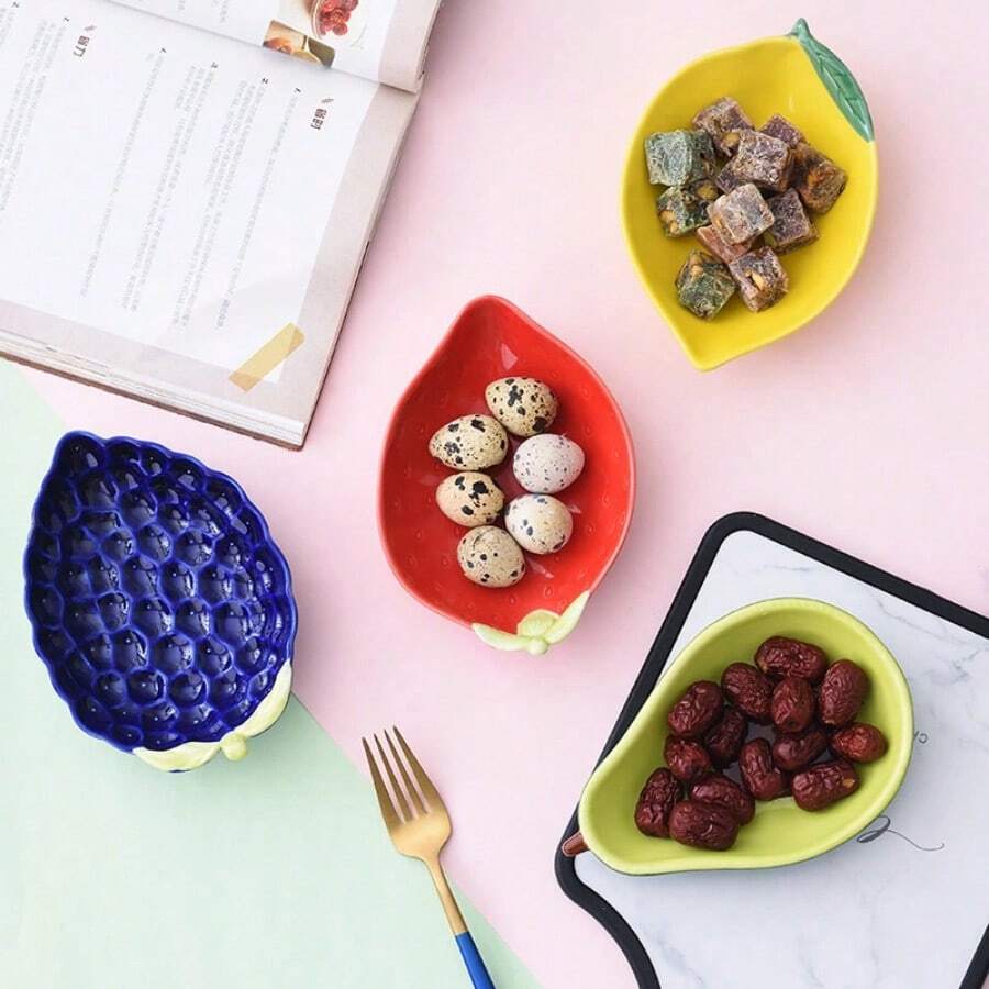 Cute Ceramic Fruit Salad Bowl, Colorful Ceramic Design - Suitable For Living Room Coffee Table, Salad, Ice Cream, Etc., Perfect For Holding Fruits, Tea Leaves And Desserts, Ideal For Living Room Or Dining Table Decor, Durable Ceramic
