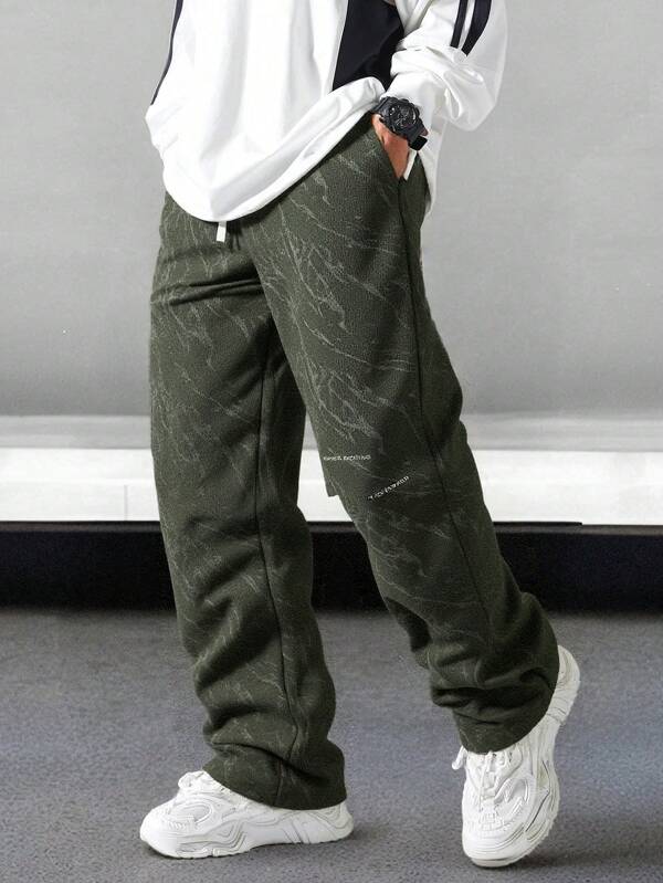 Men's Loose Pleated Wide Leg Straight Corduroy Casual Pants