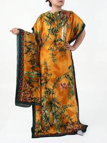 2pcs Women's New Leopard Print Lightweight Scarf Set, Including 1 Long Shawl Robe (29"X168") And 1 Small Neck Scarf, Suitable For Spring, Summer And Autumn - Camel - View 9