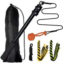 Dog Teaser Pole Wand Outdoor Interactive Flirt Pole Training Fun Toy Extendable - Black - View 4