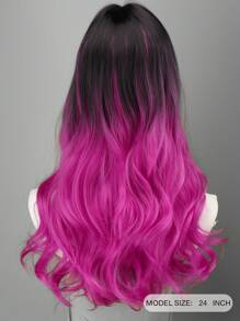 24-Inch Ombre Purple Long Wavy Synthetic Wig For Women, Suitable For Halloween, Mother's Day, And Daily Party Outfits