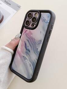 Shock-Resistant Marble-Patterned Coffee-Style Fashion Phone Case, Pack Of 1, Marble Pattern Design, Compatible With IPhone 11 Pro Max/12 Pro Max/13 Pro Max/14 Pro Max/15 Pro Max/16 Plus/16 Pro Max/16E/17, Compatible With Galaxy S24 Ultra/S25 Ultra, Compatible With Redmi, - 黑色 - 查看 4