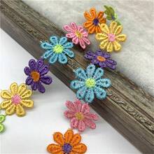 1 yarda 25mm Lindo de encaje con flores de margarita coloridas para tejer cinta bordada de boda DIY hecha a mano con parches, suministros de costura, manualidades - Elige colores - Ver 4