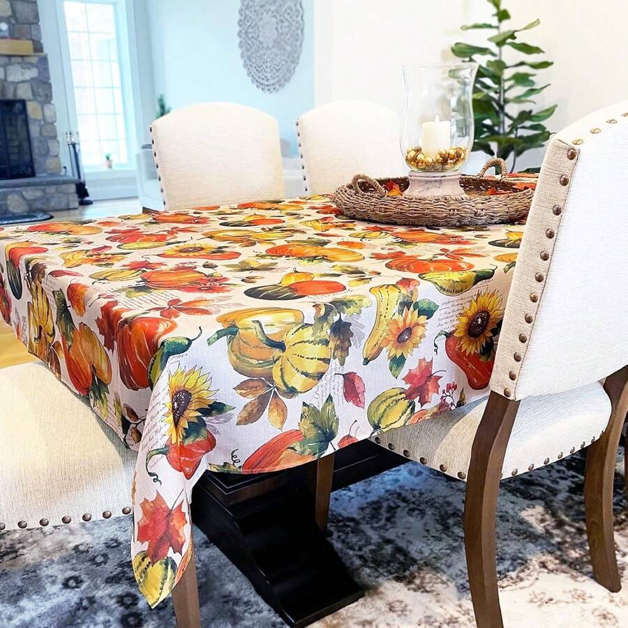 EstiloElrene Home Fashions Grateful Season - Mantel De Cosecha De OtoñO, 52 X 52 Pulgadas, CuadradoVersióN Mejorada - Servilletas (8) - Ver 1