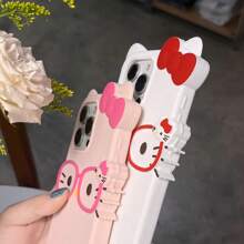 Sanrio Funda de teléfono con diseño lindo y sencillo de Hello Kitty para iPhone 16, 15, 14, 13, 12, 11, Pro Max, XR, XS MAX, 16 PLUS