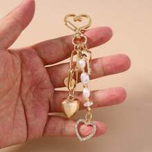 1pc New Creative Moon, Star, Starfish Key Chain, Fashion Pearl Beads Heart Keyring, Bag Charm, Phone Pendant, Car Keychain, Suitable For Halloween, Christmas, Back To School Gifts