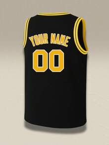 Custom Tank Top Customized Name And Number Printed Basketball Jersey Black V-Neck Personalized Sleeveless Basketball,Custom Halloween Christmas Holiday Gift - Black - View 3