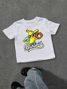 Boys' "Let's Go Bananas" Baseball Tee: Fun, Sporty & Totally Zany! - White - View 1