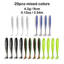 10pcs/20pcs Bicolor T-Shaped Soft Fishing Lures, Smooth Bent-Mouthed Chub Baits, Suitable For Fresh Water And Saltwater Realistic Soft Baits, Fishing Gear, Fishing Accessories