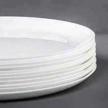 Dinnerware Set Of 8 Elegant White Tempered Glass Plates 10.5inch Round Dishes Microwave And Dishwasher Safe - 6 - Xem 3