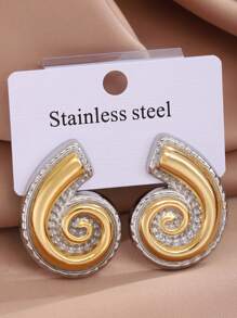 1pc Summer Shell Starfish Pearl Earrings Stainless Steel Ocean Style Gold Earrings Jewelry Women Beach Holiday Daily Wear