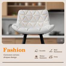 Counter Height Bar Stools Set Of 3, 26 Inch Modern Barstools With Backs, Counter Height Chairs With Pu Leather, Metal Legs, Footrest For Kitchen Island, Dining, White - White - View 6