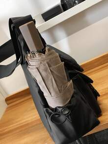 大容量时尚斜挎包，纯色百搭单肩托特包，简约休闲防水耐用，适合外出、上班通勤 - 黑色 - 查看 12