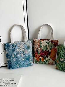 Túi vải canvas in hoa, túi đeo vai, túi mua sắm, túi đi làm, túi siêu thị, đồ dùng học tập, túi xách tay, túi đựng đồ ăn trưa, phù hợp cho phụ nữ sử dụng hàng ngày, hẹn hò, đi học, mùa hè, du lịch, công sở, học sinh, dã ngoại, cắm trại, siêu thị, đựng đồ hàng ngày, quà tặng giáo viên. - Nhiều màu - Xem 4