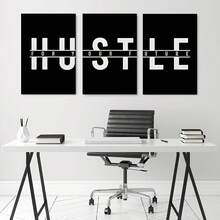 GUBIYU Black Hustle Grind Execution Wall Art Set Of 3 Framed Canvas Office Inspirational Motiviational Wall Decor Art Positive Quotes Posters Living Room Pictures Walls Decor Mens Guys 12x16 - 黑色002 - 查看 7