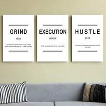 GUBIYU Black Hustle Grind Execution Wall Art Set Of 3 Framed Canvas Office Inspirational Motiviational Wall Decor Art Positive Quotes Posters Living Room Pictures Walls Decor Mens Guys 12x16 - 白色喧囂勵志海報 - 查看 8