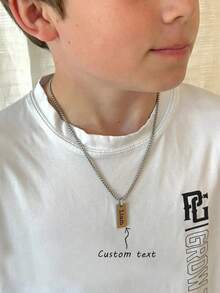1PC Boys Name Necklace - Personalized Jewelry For Boys - Custom Engraved Necklace Gift For Boys And Girls - Birthday Gift - Dude Necklace, Letter, (Chain Length:60cm/23.62inch), Back To School Fashion, Graduation Gift 2026, Everyday Wear - Multicolor - View 2