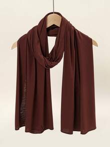 1 件女士针织头巾，纯色针织围巾，针织头巾，针织穆斯林祈祷披肩，阿巴亚头巾，适合所有季节 - 11-咖啡 - 查看 9