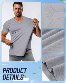 3 Pack Men's Big And Tall Quick Dry Shirts, Short Sleeve Tops V Neck Mesh Moisture Wicking Athletic Tees-2025 - Đen, Xám nhạt, Trắng - Xem 7