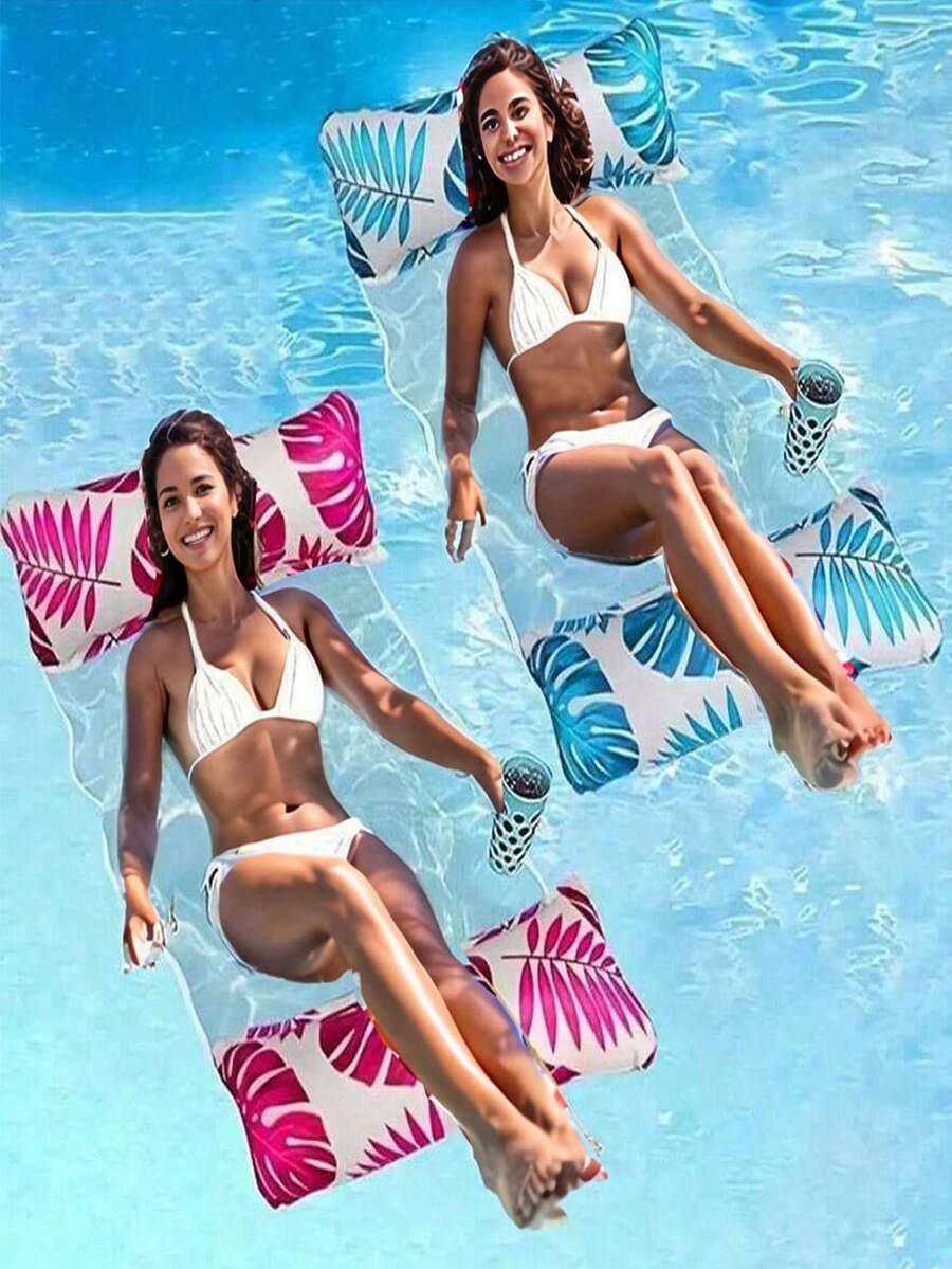 2 Packs Hammock Pool Floats Adults, 4-In-1 Multi-Purpose Inflatable Pool Floats PVC Water Hammock Lounge Floaties - Multicolor - View 1