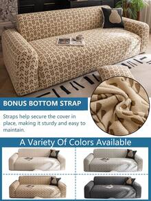 1pc 3D Sofa Cover, Stretchy Multifunctional Full Coverage Sofa Slipcover With Geometric Pattern Design, Suitable For Spring, Summer, Autumn And Winter, Protects Sofa & Decor, Includes 1 Pillow Case - Khaki - View 5