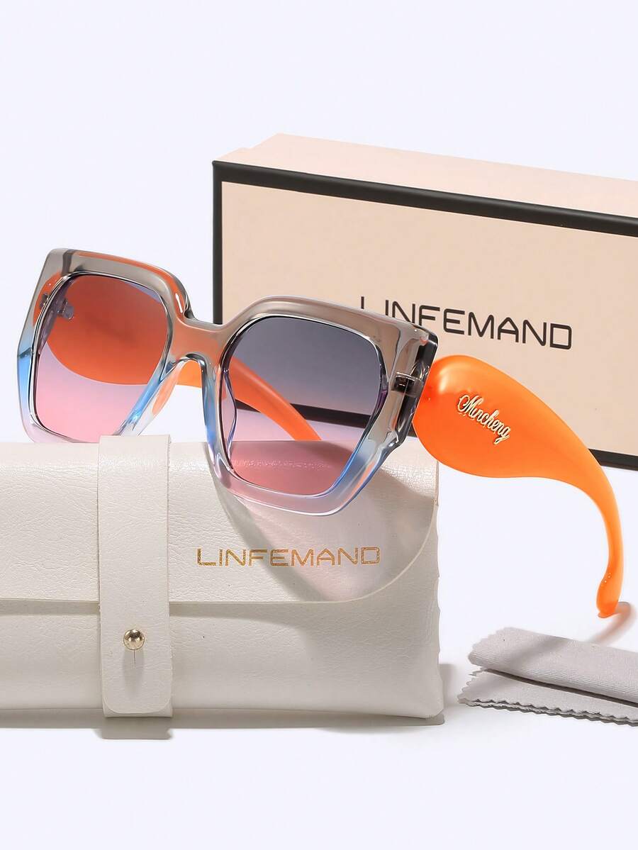 LINFEMAND carrées décoratives super grandes, accessoire polyvalent pour tous les jours, convient pour les sorties entre filles, la prise de photos, cadeau de vacances, forme carrée - Multicolore - Voir 1