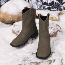 Women's New Fashion Western Boots, Casual Slip-On Short Boots, Women's Outdoor Casual Sports Boots, Autumn/Winter Snow Boots