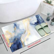 1 Stück goldene Samt Blau Abstrakte Kunst Flur Matte, Luxuriöser dekorativer Wohnzimmer Teppich, Weiche bequeme Lässig Laufmatte rutschfest waschbar Küchenboden Matten, Rutschfest Diatomit Küchenteppich, Küchenmatten - Verschiedenfarbig - Übersicht 25