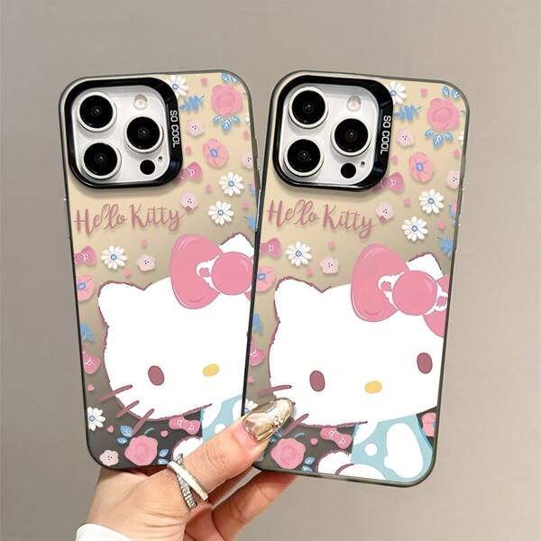 Sanrio 1 pezzo Custodia per telefono in argento con simpatico motivo di Kitty Sanrio, compatibile con serie 16/15/14/13/12/11/X/XS/XR/XS MAX, design alla moda