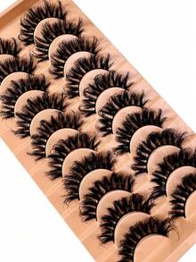 New 10Pairs Cat Eye Lashes Makeup Eyelashes 18mm 23mm 3D Mink Lashes Fluffy Wispy Volume Natural Long Cross False Eyelashes Eye Lashes Reusable Eyelash - màu đen - Xem 6