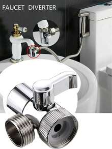 1/4pcs Shower Head Diverter Valve, 3-Way Zinc Alloy Shower Arm Diverter Valve, Faucet Adapter For Toilet, Bidet, Shower Accessories - Silver - View 1