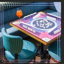 2025 Newest Mahjong Mat, Odorless, Phthalate-Free, Creas-Free American Mahjong Mat, Non-Slip, Noise Canceling Party Party Supplies(31.5 Inches* 31.5 Inches) - 藏蓝色 - 查看 6