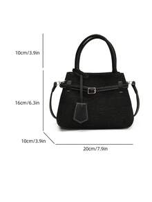 BELLEBORG Túi đeo vai vải canvas cổ điển màu sắc cao cấp, thích hợp đi làm và đa năng cho phụ nữ - màu đen - Xem 10