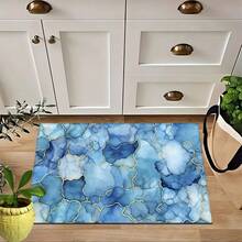 1 Stück goldene Samt Blau Abstrakte Kunst Flur Matte, Luxuriöser dekorativer Wohnzimmer Teppich, Weiche bequeme Lässig Laufmatte rutschfest waschbar Küchenboden Matten, Rutschfest Diatomit Küchenteppich, Küchenmatten - Verschiedenfarbig - Übersicht 9