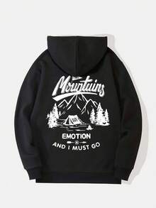 Herren Große Größen Lässig Hoodie Sweatshirt, Text & Grafik Muster, Urban Street Style, geeignet für Läss, Sport, Wochenenden im Herbst & Winter