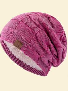 JZML 1件字母裝飾軟款戶外滑雪針織毛帽，附內裡，秋季穿搭 - Fashion Beanie - 查看 16