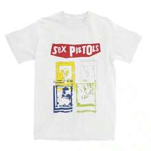 COOL SUMMER Hipster The Sexs Pistolss Runk Rock Band T-Shirts For Men Women Cotton Tees Shirt 4XL 5XL 6XL Clothes - White - View 1